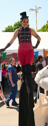 kaylie kreatrx stilt walking moustache